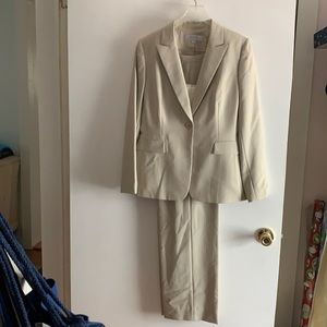 Tan striped pants suit